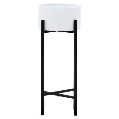 Orsina Trosa Small Floor Standing Planter – White and Black Metal