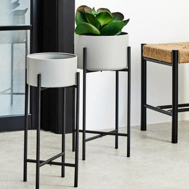 Orsina Trosa Small Grey and Black Metal Floor Standing Planter