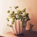Orsina Broc White Textured Vase – Modern Ridged Polyresin Decor
