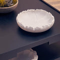 Orsina Broc White Textured Decorative Bowl – Modern Polyresin Centerpiece