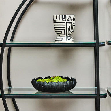 Orsina Broc Black Textured Polyresin Decorative Bowl – Modern Centerpiece