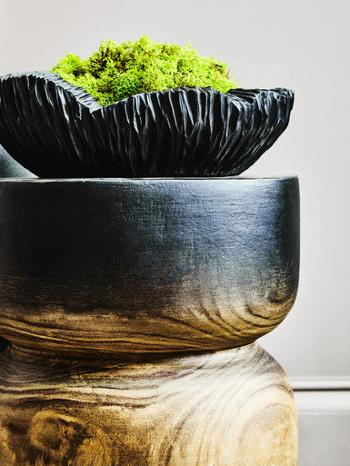 Orsina Broc Curved Textured Black Bowl – Modern Decorative Catchall