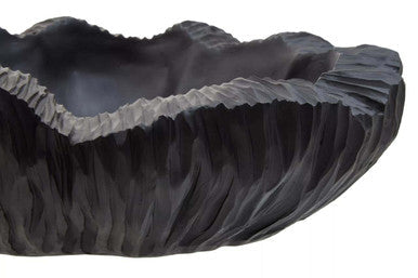 Orsina Broc Curved Textured Black Bowl – Modern Decorative Catchall