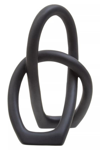 Orsina Matte Black Knot Sculpture – Abstract Polyresin Home Decor
