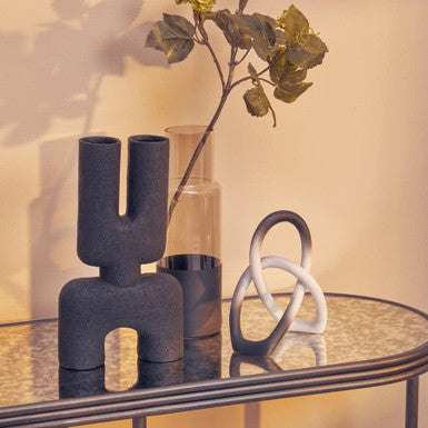 Orsina Broc Ombre Black and White Knot Sculpture – Modern Decor