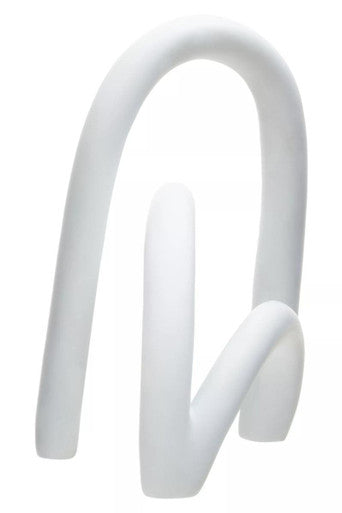 Orsina Broc White Arched Sculpture – Abstract Triple Loop Decor