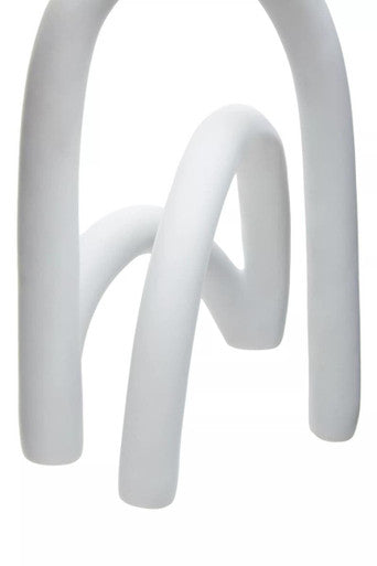 Orsina Broc White Arched Sculpture – Abstract Triple Loop Decor