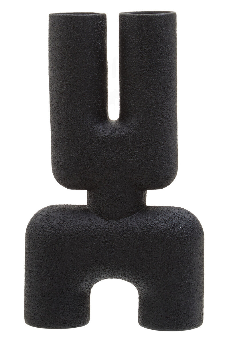 Orsina Broc Small Matte Black Sculptured Vase – U-Shaped Modern Decor