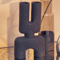 Orsina Broc Small Matte Black Sculptured Vase – U-Shaped Modern Decor