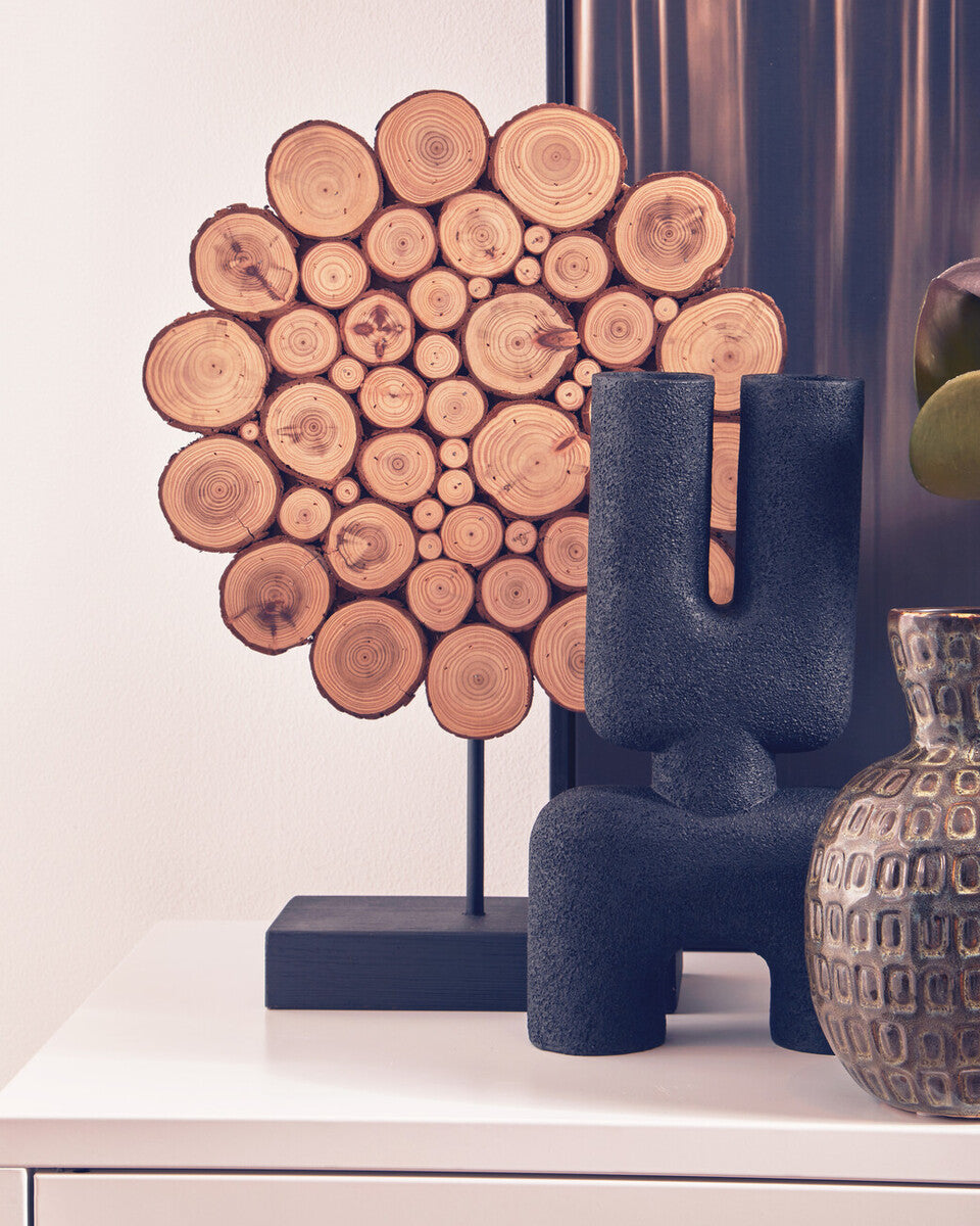 Orsina Broc Small Matte Black Sculptured Vase – U-Shaped Modern Decor