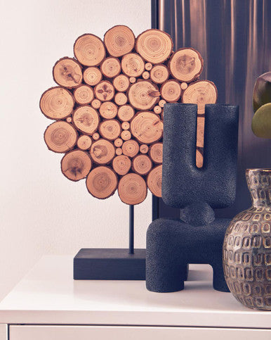 Orsina Broc Small Matte Black Sculptured Vase – U-Shaped Modern Decor