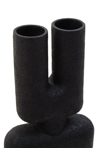 Orsina Broc Small Matte Black Sculptured Vase – U-Shaped Modern Decor