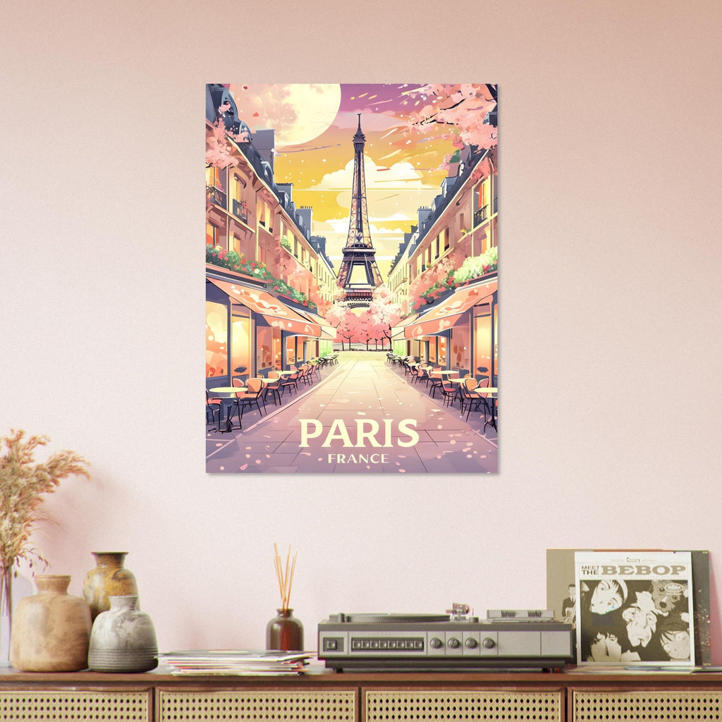 Paris Street Scene Wall Art - Eiffel Tower Sunset Print