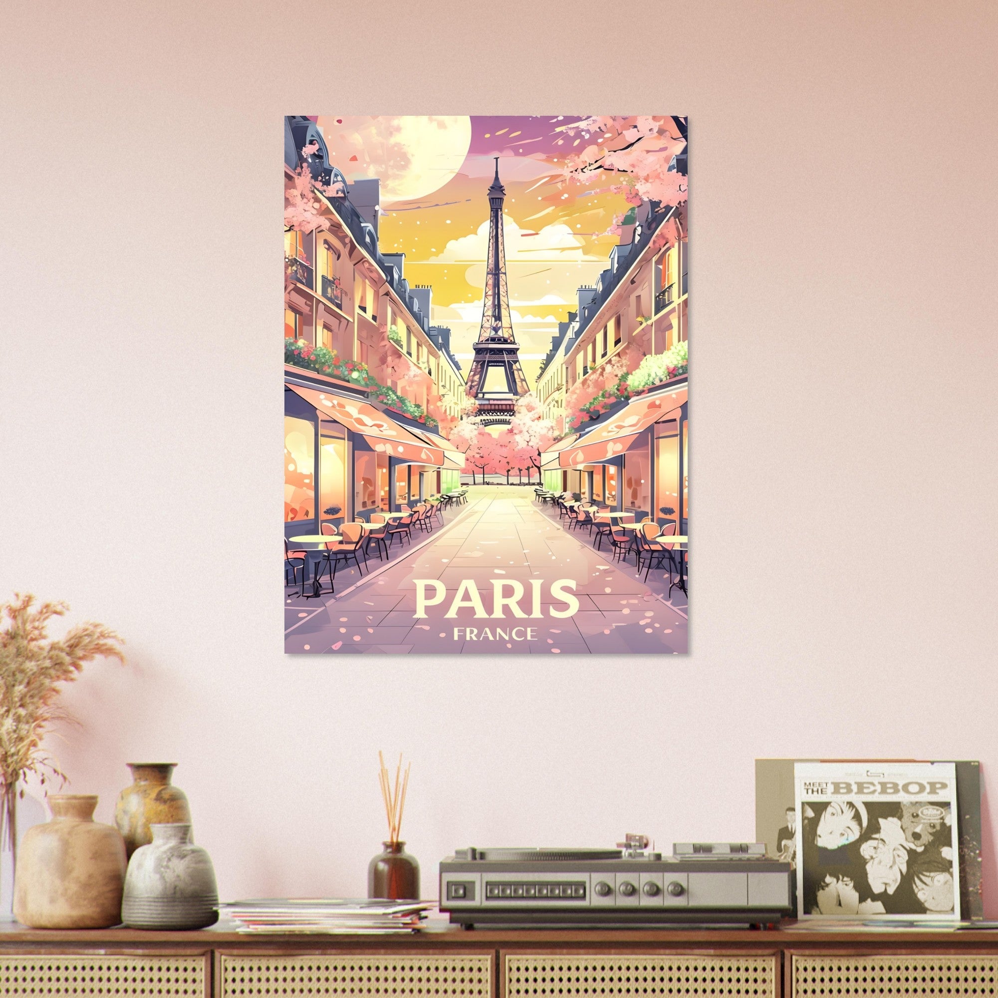 Paris Street Scene Wall Art - Eiffel Tower Sunset Print