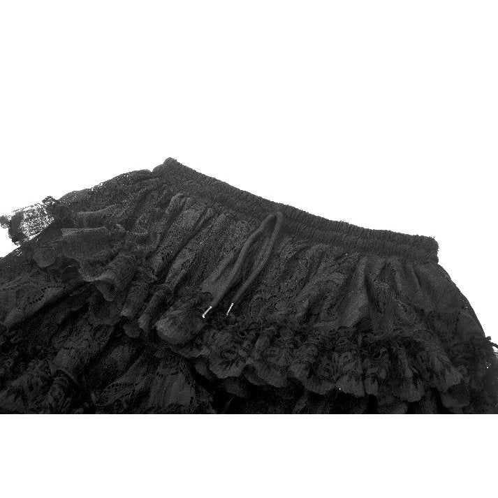 Dark in Love Belladonna Black Tiered Lace High-Low Goth Skirt