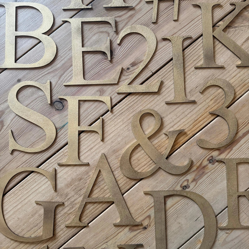 Rustic Distressed Gold Metal Letters | Classic Steel Wall Signage by RWN