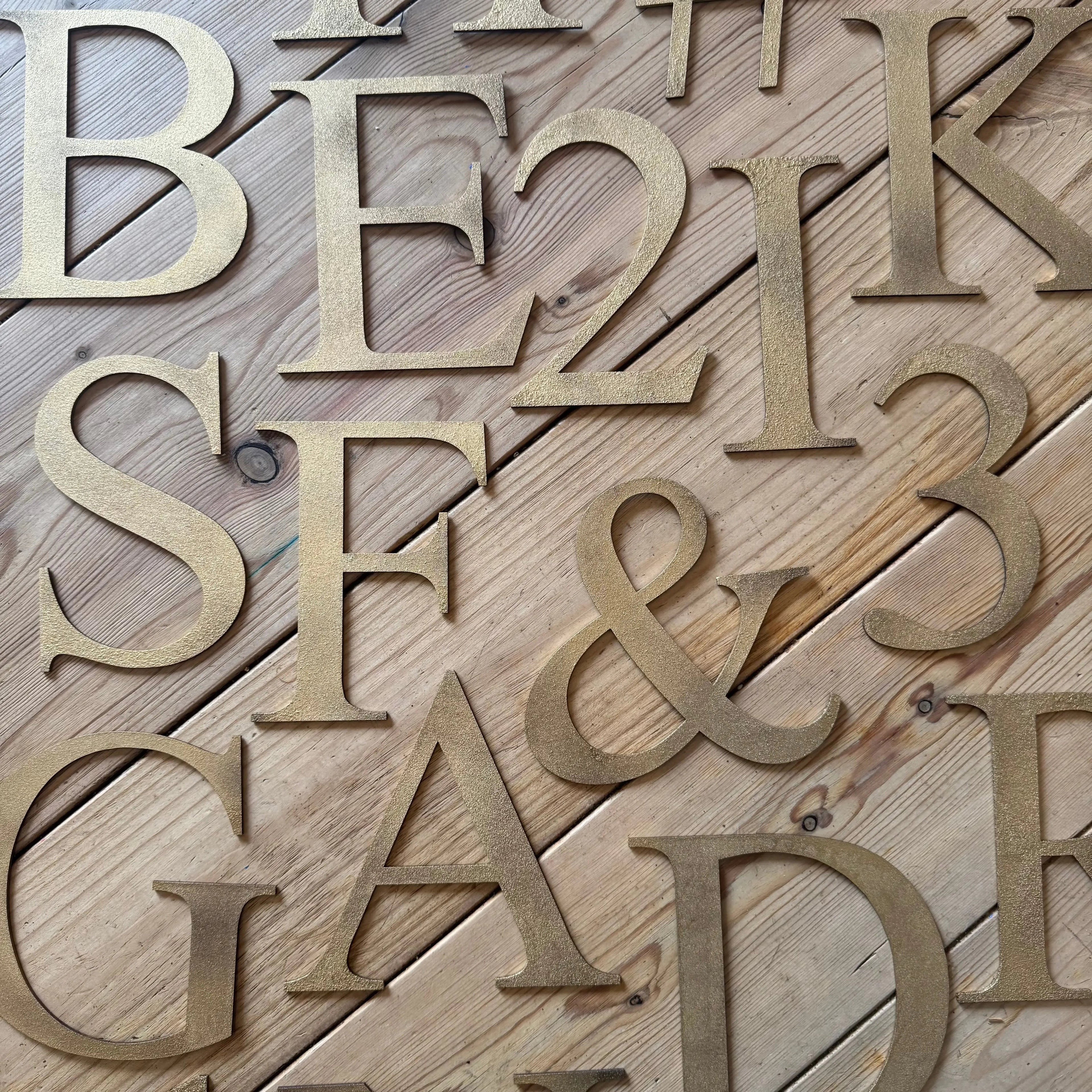 Rustic Distressed Gold Metal Letters | Classic Steel Wall Signage by RWN