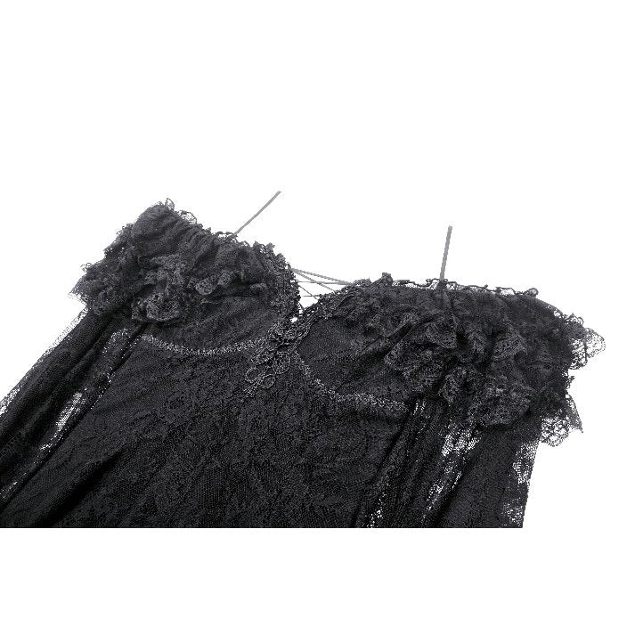 Dark in Love Cosette Gothic Maxi Dress – Lace Ruffle Off-Shoulder