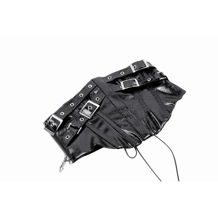 Dark in Lia Punk Love Black Patent Leather Waist Corset with Metal