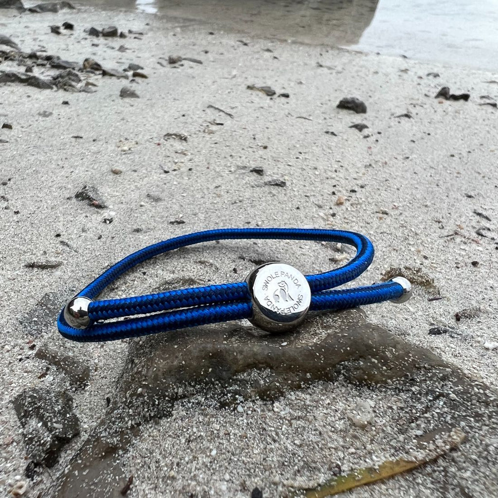 Swole Panda Navy Stripe Rope Bracelet | Recycled Ocean Plastic Jewelry
