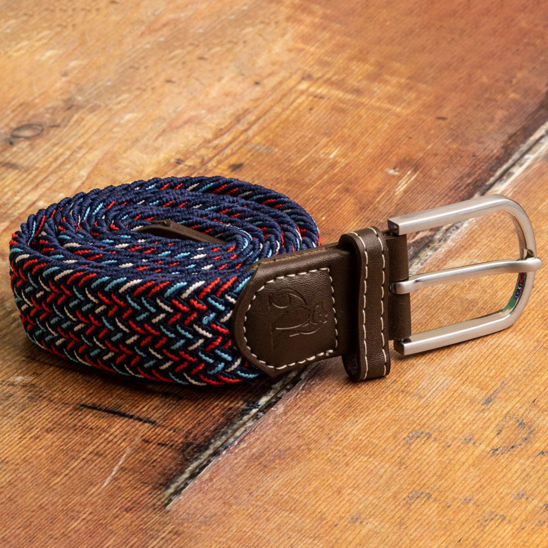Swole Panda Recycled Woven Belt – Blue, Red & White Dot Elasticated
