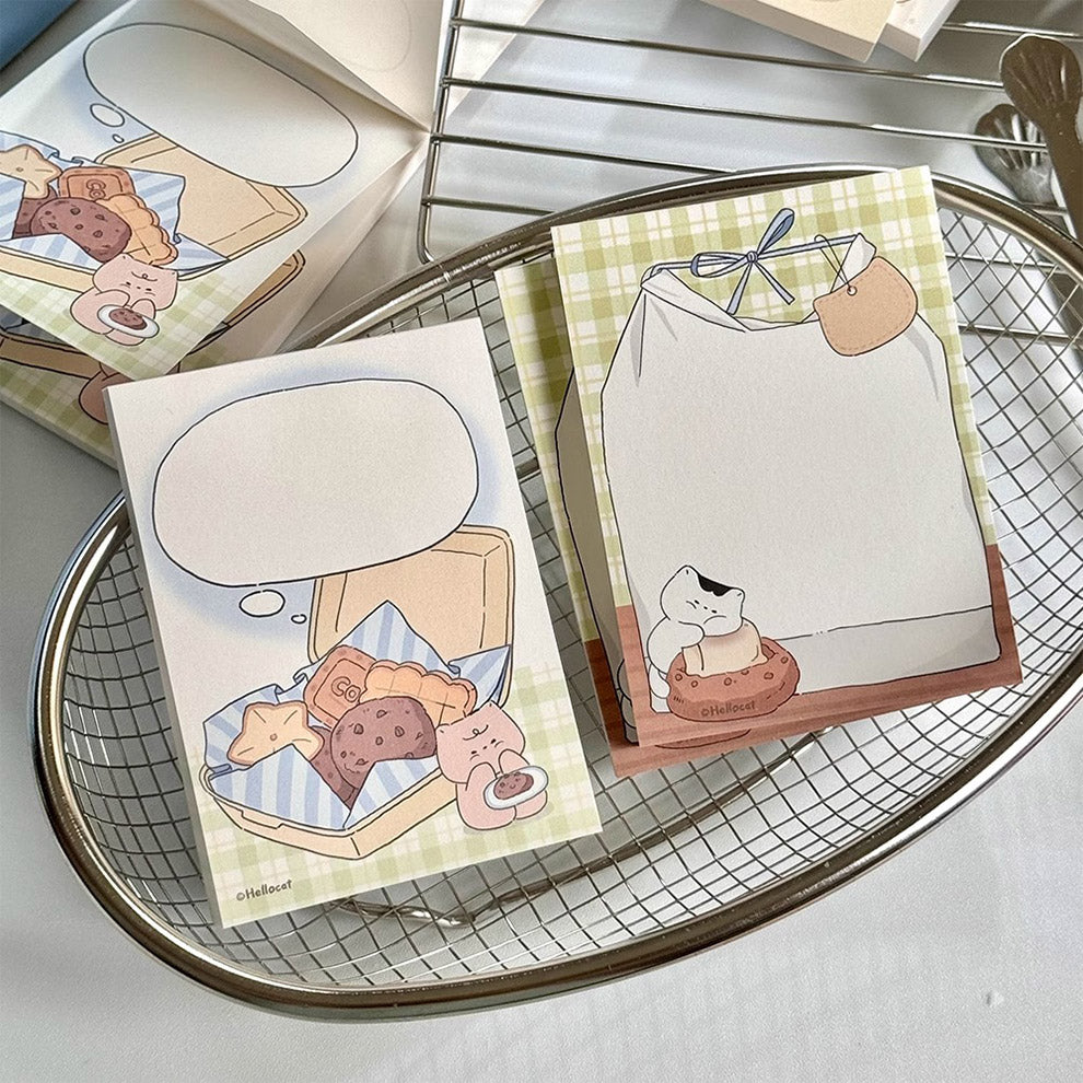 Hello Cat Cookie Memo Note Pad by LuLuFun Studio - 50 Sheet Pack