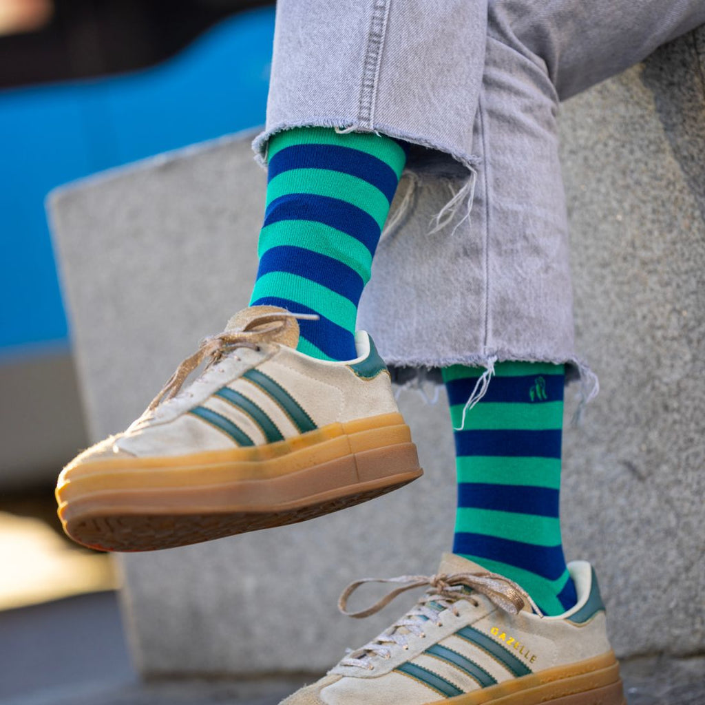 Swole Panda Lime Green Striped Bamboo Socks – Breathable & Soft