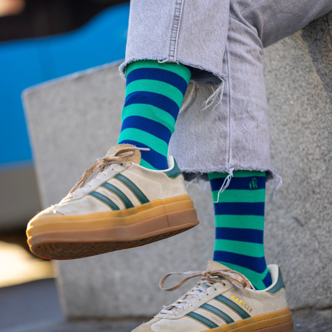 Swole Panda Lime Green Striped Bamboo Socks – Breathable & Soft