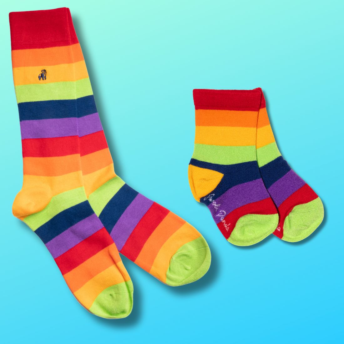 Swole Panda Rainbow Stripe Bamboo Socks | Matching Adult & Child
