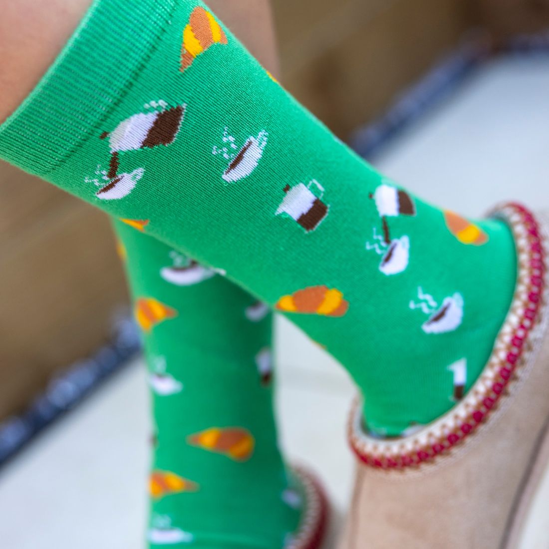 Swole Panda Coffee and Croissant Bamboo Socks – Soft Novelty Socks