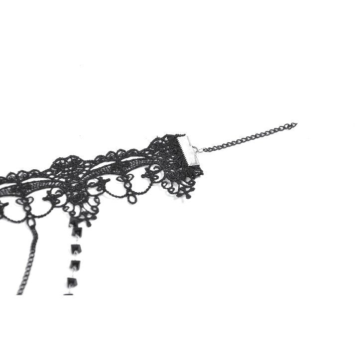 Dark In Love Adelina Gothic Choker – Black Lace & Filigree Necklace