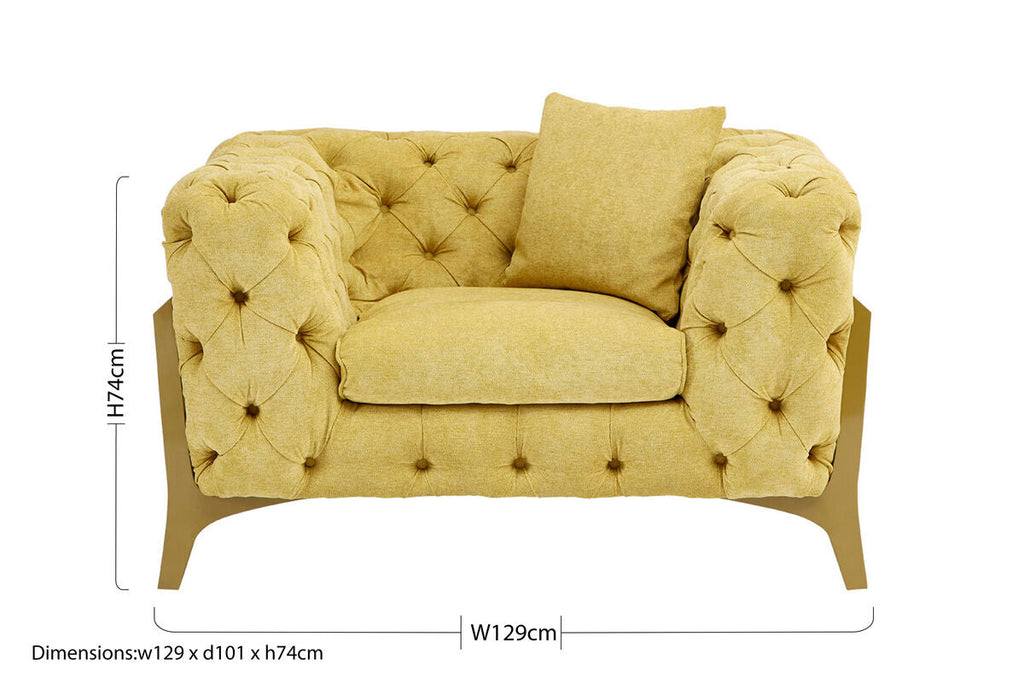 Orsina Esme Tufted Armchair – Pistachio Green Fabric & Natural Wood