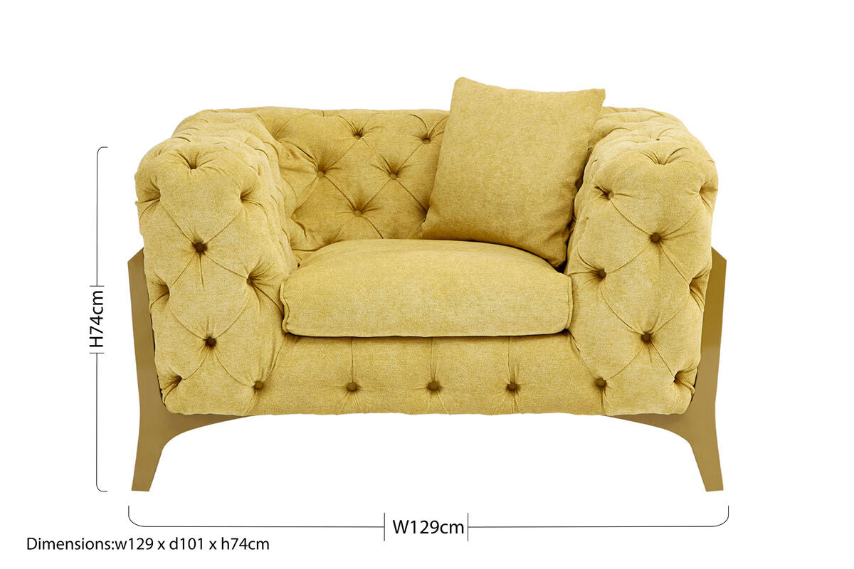 Orsina Esme Tufted Armchair – Pistachio Green Fabric & Natural Wood