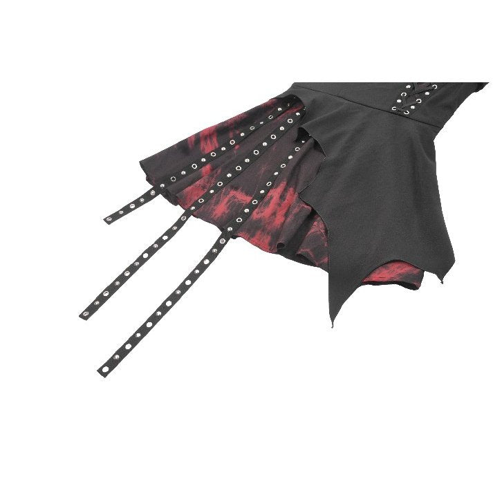 Dark in Love Nyssa Goth Mini Dress – Black & Red Strap Detail