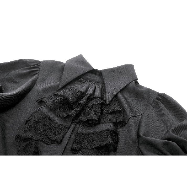 Dark in Love Viktoria Gothic Blouse – Black Lace Ruffle Victorian Top