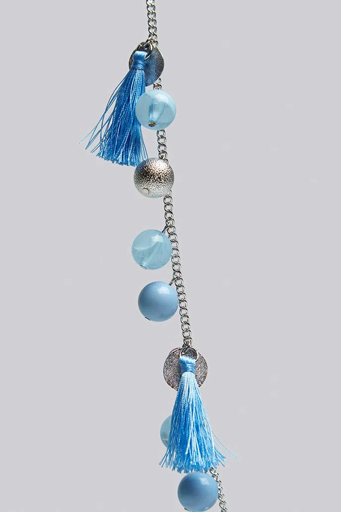 Laura Tassel And Bead Necklace - Silver