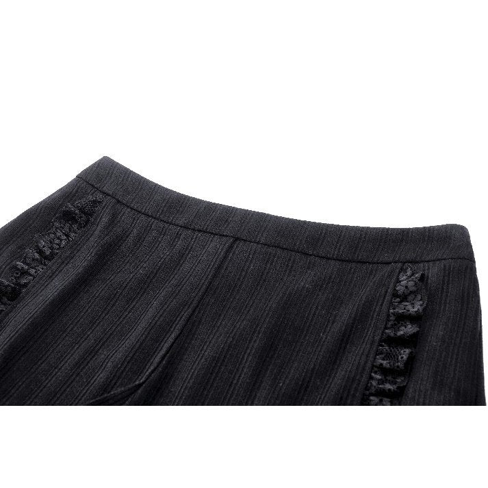 Dark in Love Tatum Black Gothic Pinstripe Shorts with Lace Trim