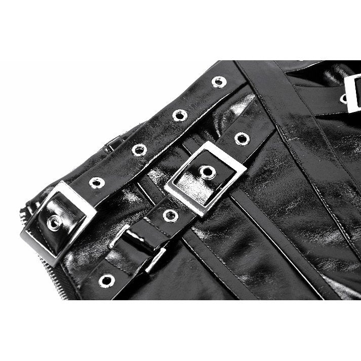 Dark in Lia Punk Love Black Patent Leather Waist Corset with Metal