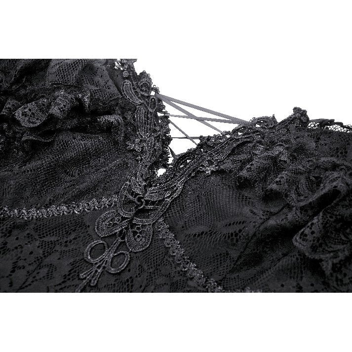 Dark in Love Cosette Gothic Maxi Dress – Lace Ruffle Off-Shoulder
