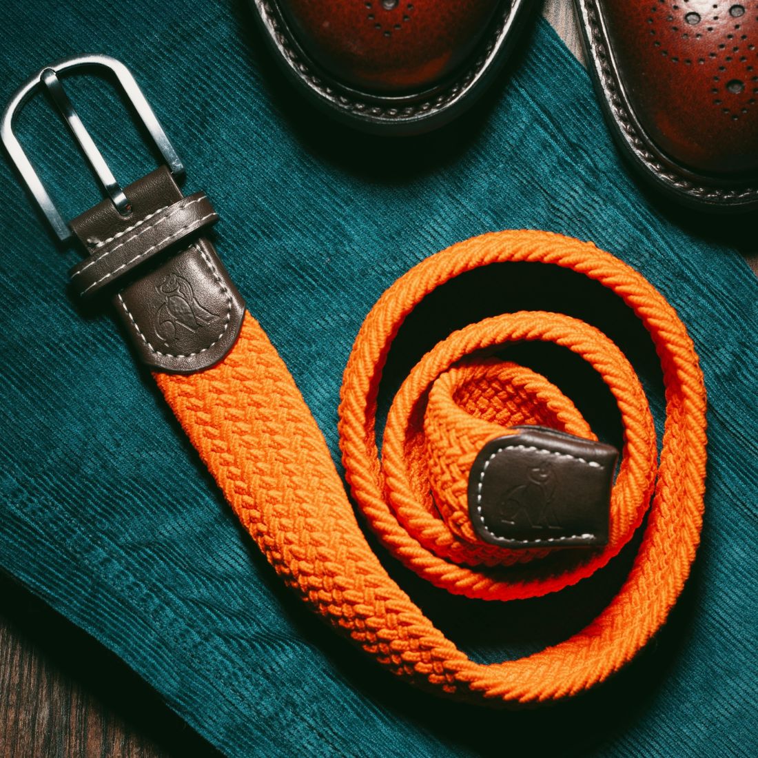 Swole Panda Recycled Woven Belt – Tangerine Orange Elasticated Unisex