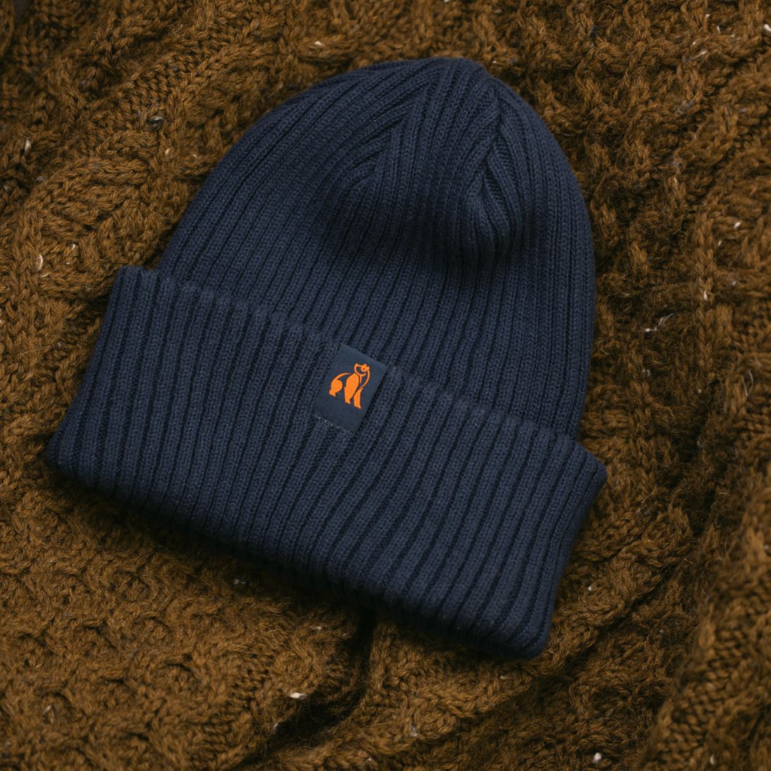 Swole Panda Organic Cotton Beanie – Sustainable Unisex Hat in Navy