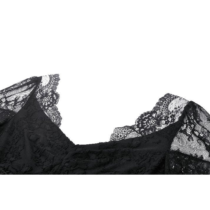 Dark in Love Zuri Gothic Lace Top – Romantic Bell-Sleeve Layered Cuff