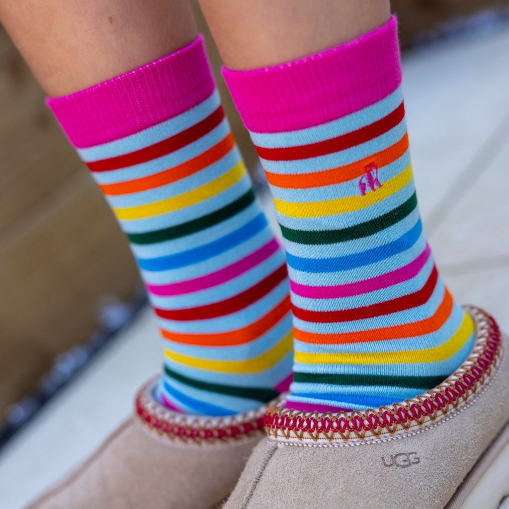 Swole Panda Pastel Striped Bamboo Socks – Soft and Breathable Blend