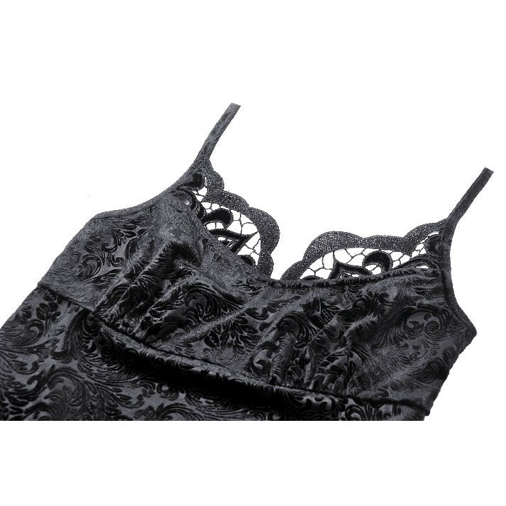 Dark in Love Freya Gothic Camisole – Embossed Velvet Lace Top