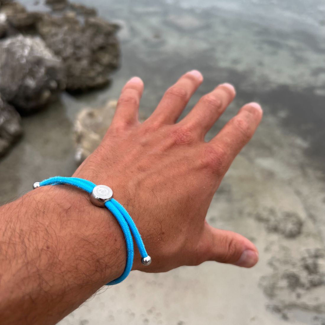 Swole Panda Sky Blue Recycled Rope Bracelet | Sustainable Unisex Jewelry