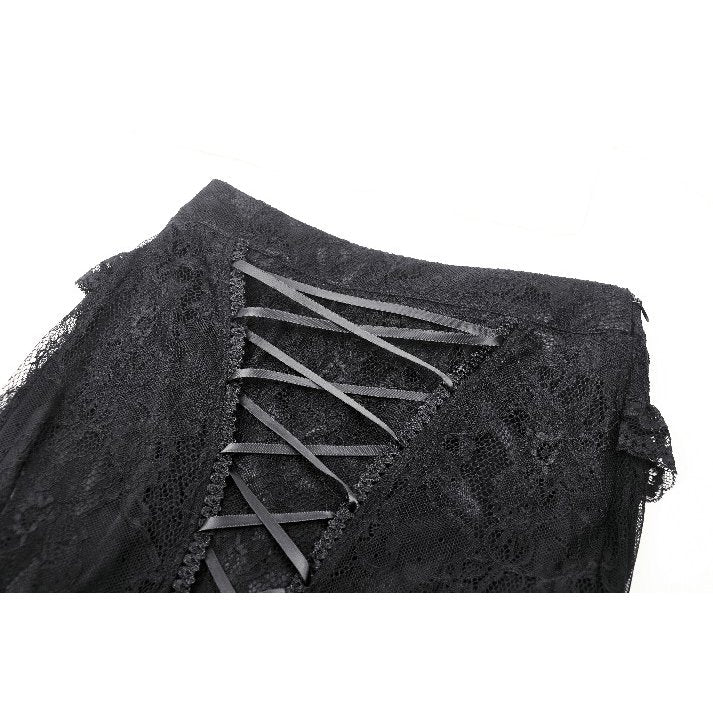 Dark in Love Nevaeh Gothic Lace and Mesh Mermaid Skirt – Black Embroidery