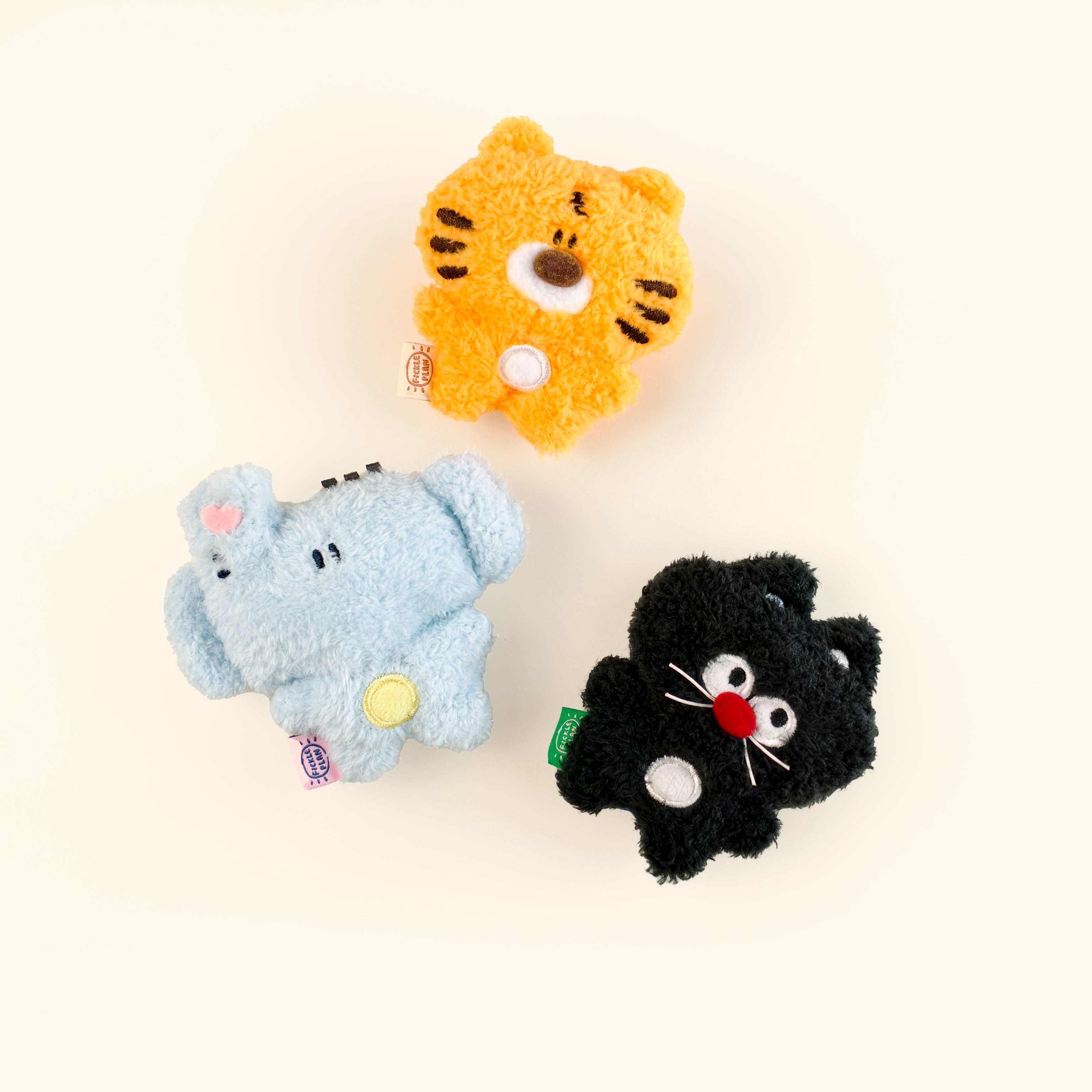 Plush Animal Bag Charm – Fickle Plan Tiger Elephant Kitty Keychain