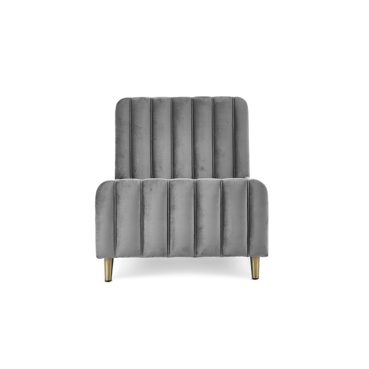 Obaby Gatsby Velvet Single Bed with Gold Legs – Luxury Low-Profile Bed for Kids, Grey