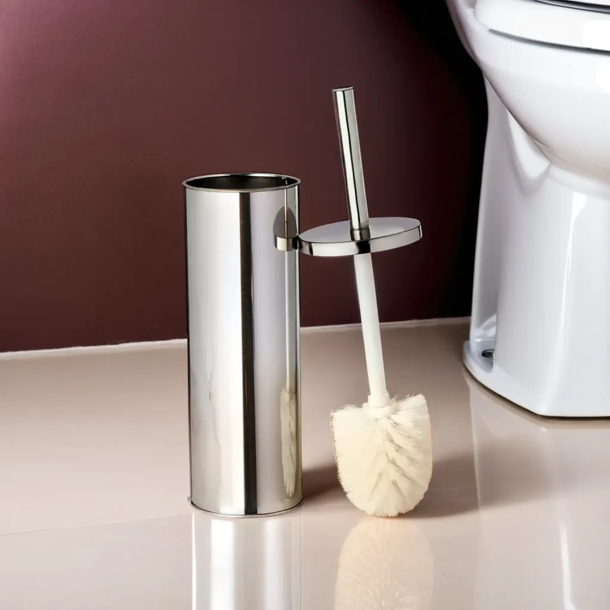 Orsina Indy Stainless Steel Toilet Brush with Holder | Ergonomic Design