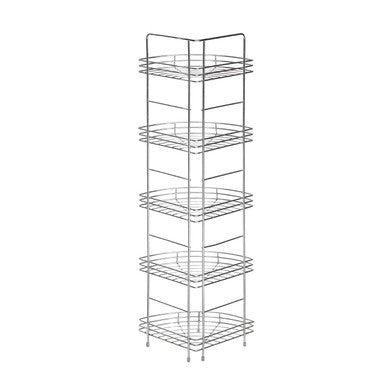 Orsina Dara 5 Tier Chrome Corner Storage Rack | Wire Bathroom Organizer